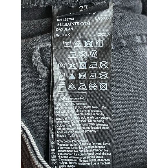 AllSaints Jeans Womens 27 Black Dax Skinny Distressed Casual Denim‎ Adult - Picture 9 of 12